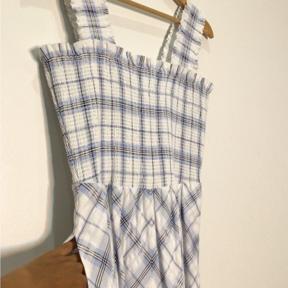 Eliza J White and Light Blue Plaid Midi Dress 10 - Picture 4 of 8